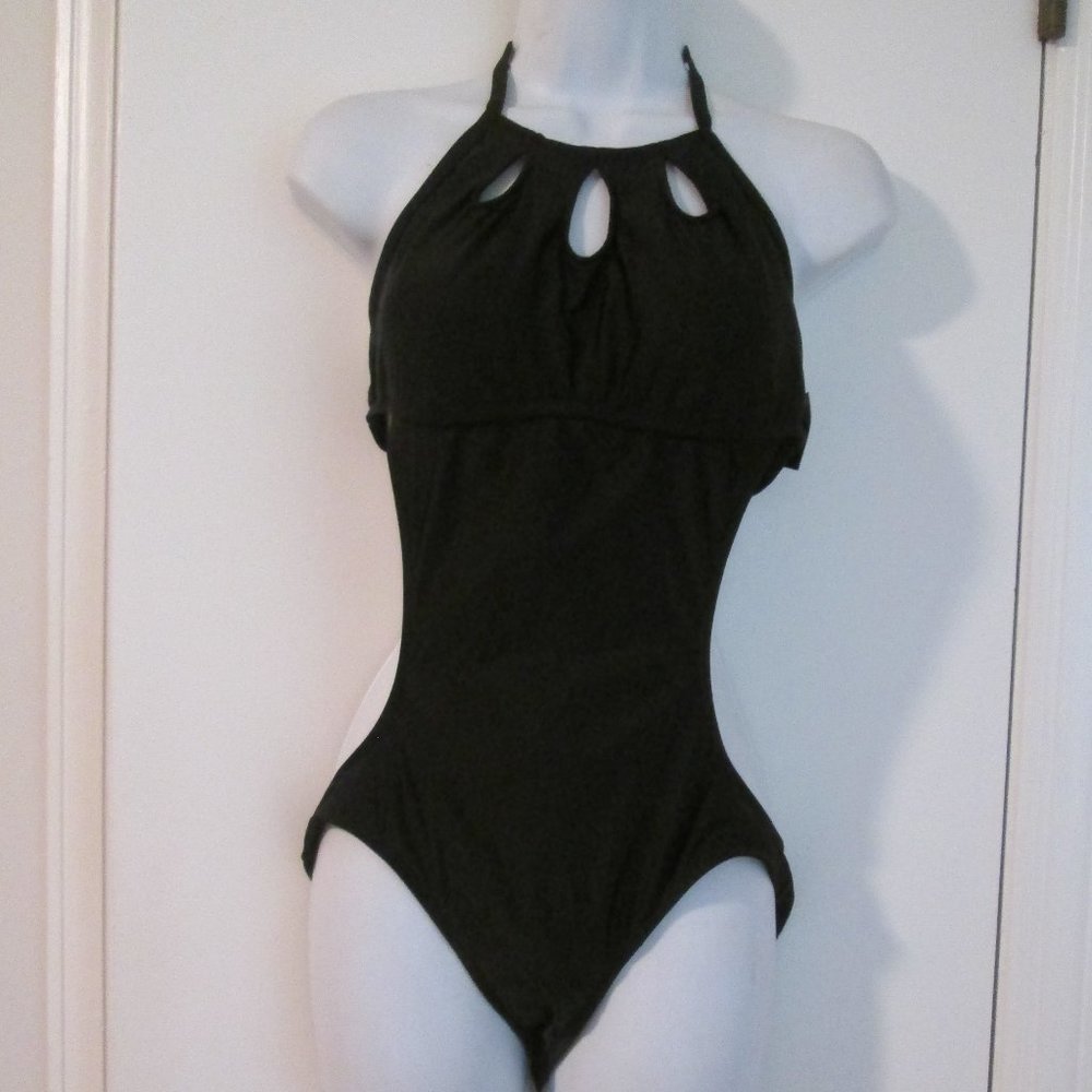NWT sexy black monokini one piece swimsuit NEW ~ L
